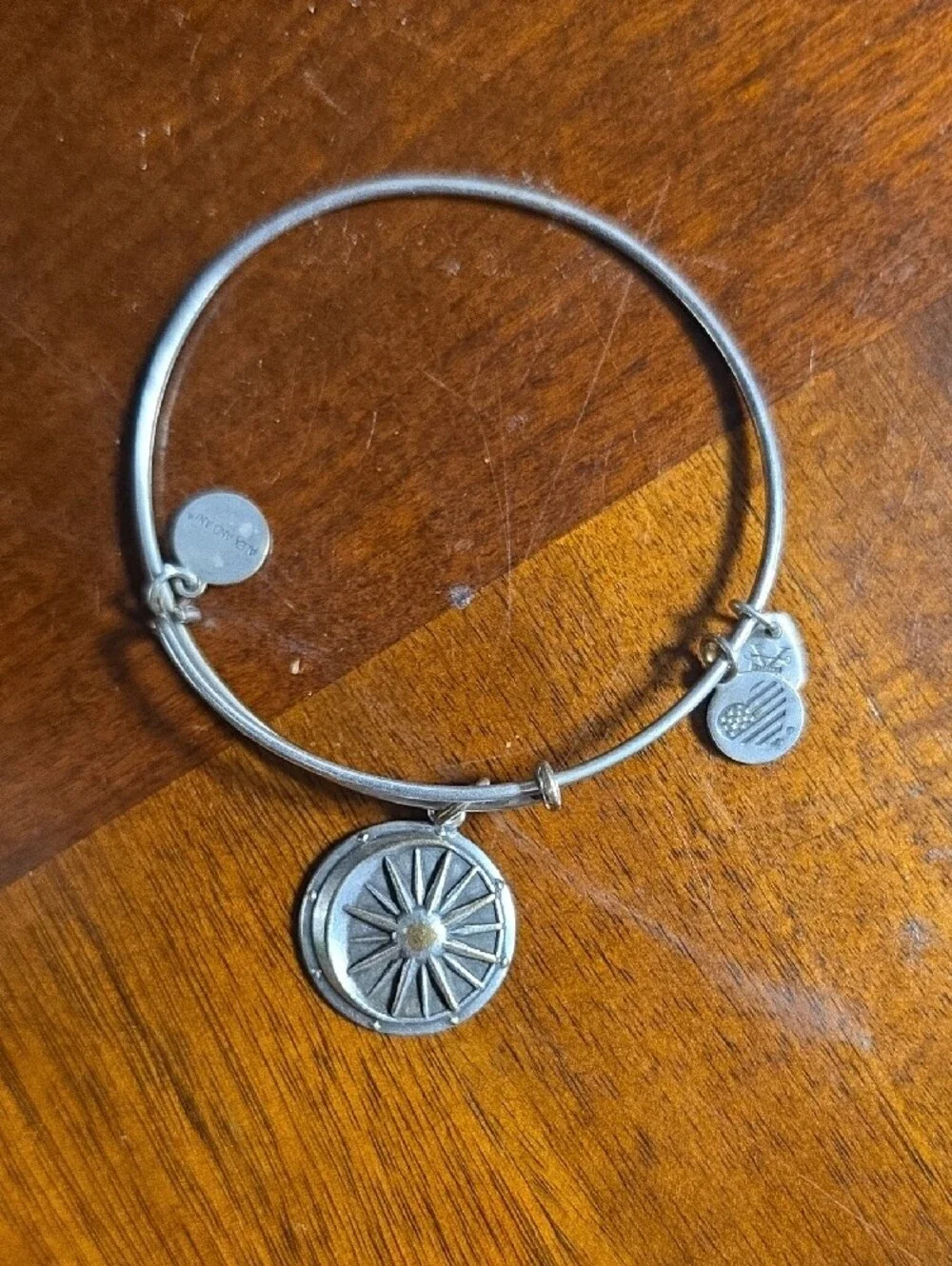 Alex and Ani Silver Compass Wheel Charm Bangle